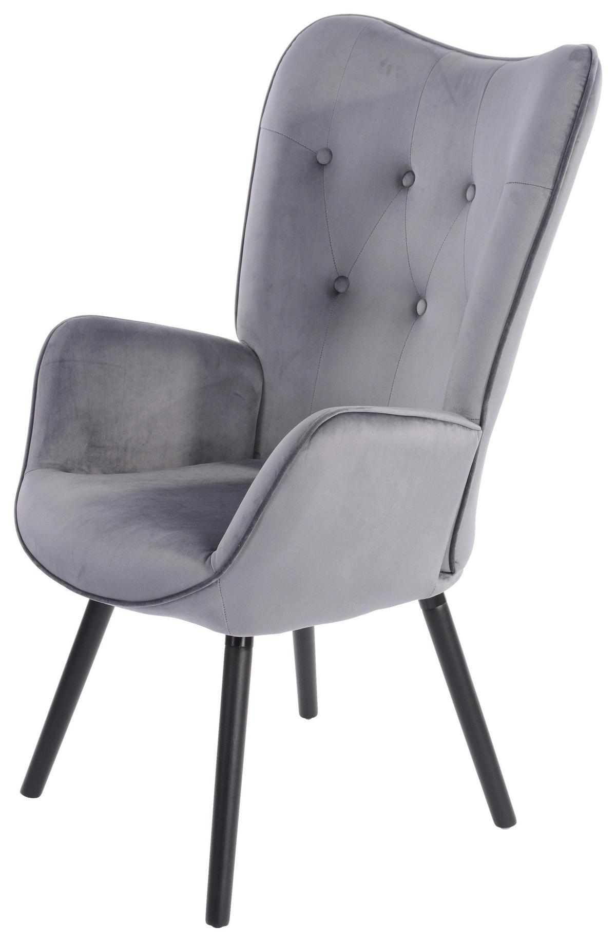 SESSEL Samt Grau    - Schwarz/Grau, Design, Holz/Textil (66/109/71cm) - Ti'me
