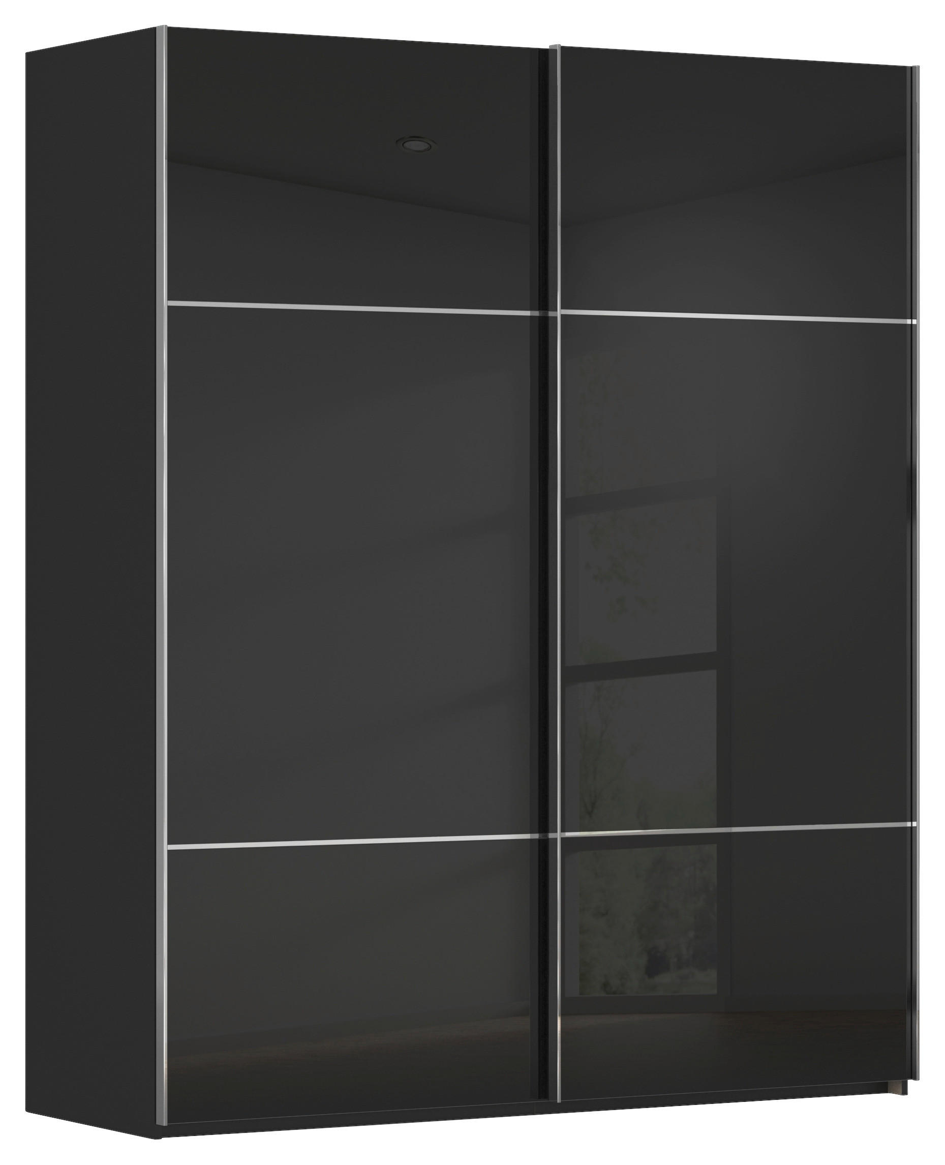 SCHWEBETÜRENSCHRANK in Schwarz  - Chromfarben/Schwarz, Konventionell, Glas/Holzwerkstoff (162/223/68cm) - Novel