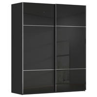SCHWEBETÜRENSCHRANK in Schwarz  - Chromfarben/Schwarz, Konventionell, Glas/Holzwerkstoff (162/223/68cm) - Novel