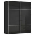 SCHWEBETÜRENSCHRANK 162/223/68 cm 2-türig Schwarz  - Chromfarben/Schwarz, KONVENTIONELL, Glas/Holzwerkstoff (162/223/68cm) - Novel