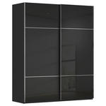 SCHWEBETÜRENSCHRANK 162/223/68 cm 2-türig Schwarz  - Chromfarben/Schwarz, KONVENTIONELL, Glas/Holzwerkstoff (162/223/68cm) - Novel