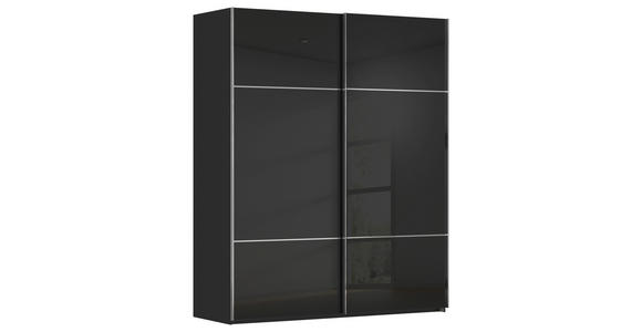 SCHWEBETÜRENSCHRANK 162/223/68 cm 2-türig Schwarz - Chromfarben/Schwarz, KONVENTIONELL, Glas/Holzwerkstoff (162/223/68cm) - Novel