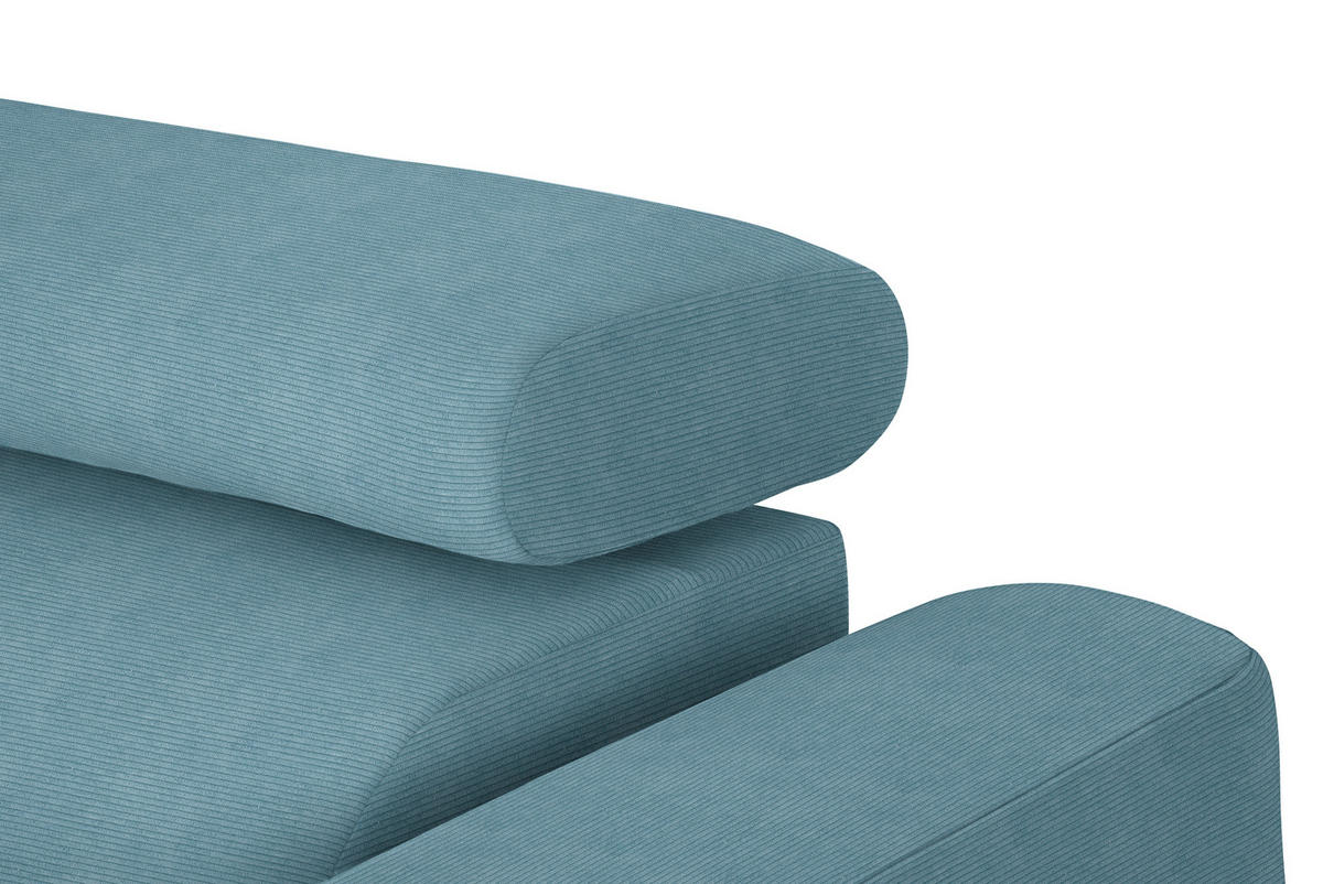 ECKSOFA in Feincord Türkis  - Türkis/Schwarz, Design, Textil/Metall (205/280cm) - MID.YOU