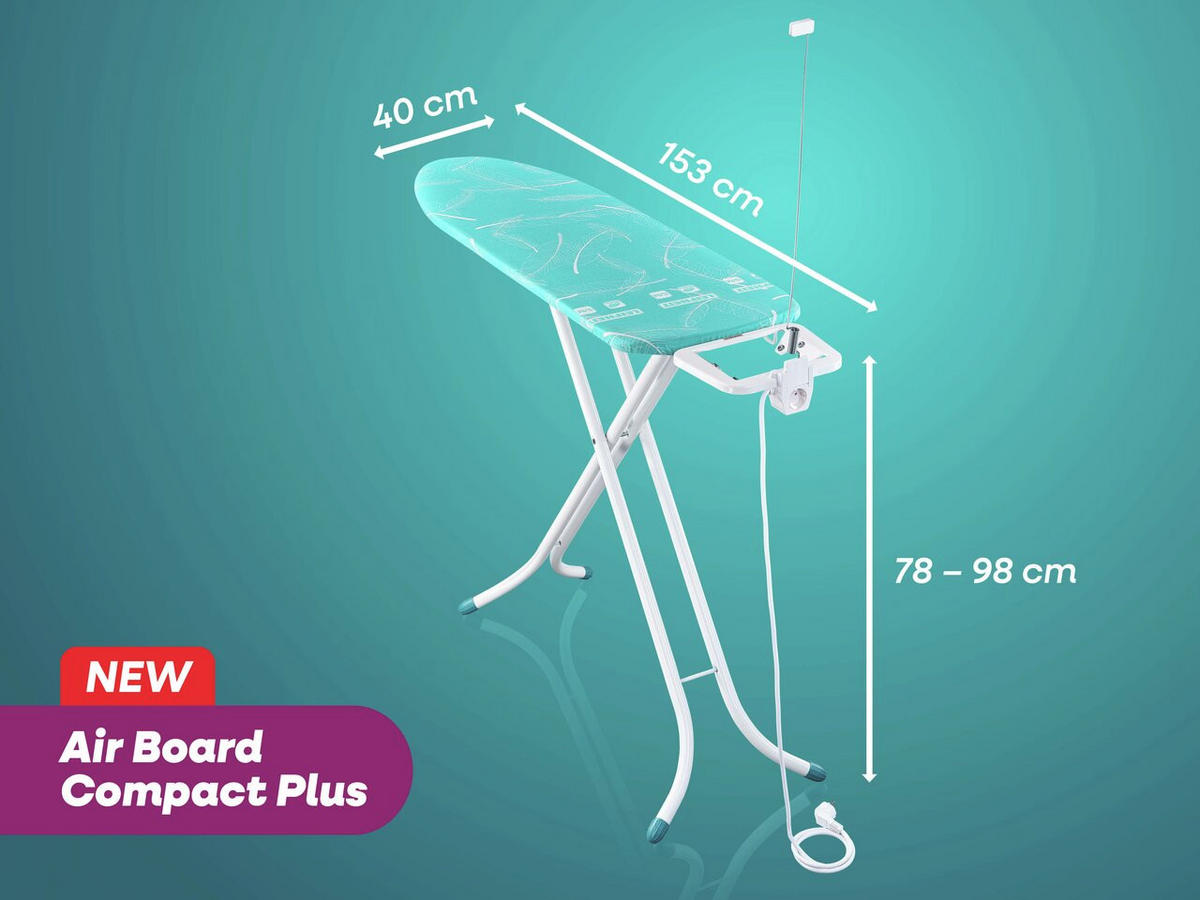 BÜGELBRETT  AIR BOARD M COMPACT PLUS  - Türkis, Basics, Metall (141/40/158cm) - Leifheit