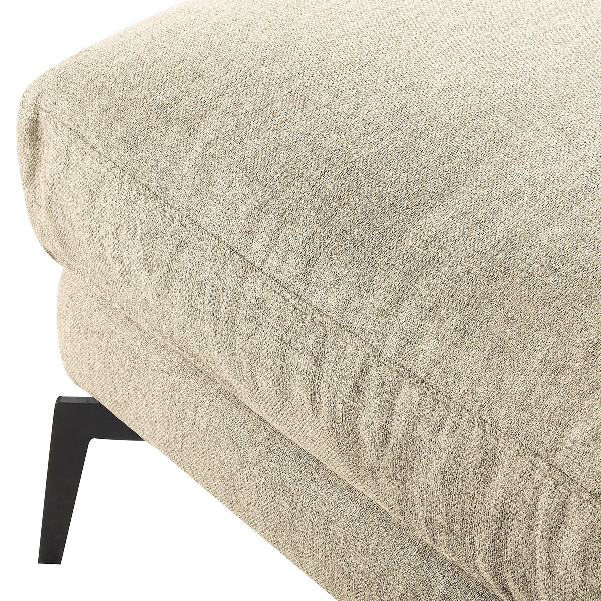 HOCKER BERLIN Webstoff Creme  - Creme/Schwarz, Design, Textil/Metall (163/46/62cm) - Livetastic