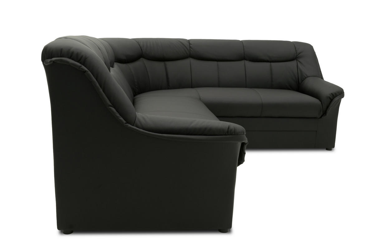 ECKSCHLAFSOFA  BERLIN FK Schwarz Lederlook  - Schwarz, KONVENTIONELL, Kunststoff/Textil (244/205/89cm) - MID.YOU