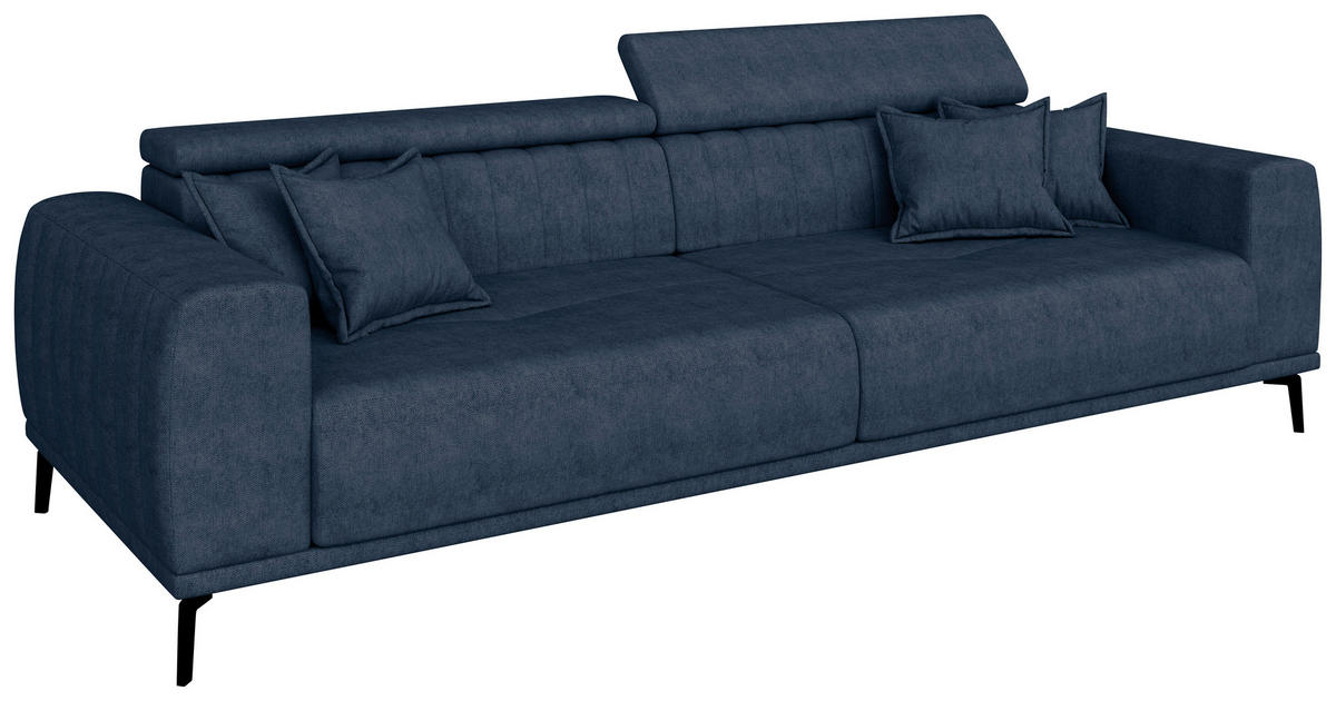 BIGSOFA Webstoff Dunkelblau  - Schwarz/Dunkelblau, KONVENTIONELL, Textil/Metall (280/80/110cm) - Carryhome