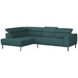 ECKSOFA in Chenille Blau  205/280 cm  - Blau/Schwarz, Design, Textil/Metall (205/280cm) - Xora