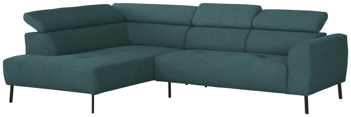 ECKSOFA in Chenille Blau  205/280 cm  - Blau/Schwarz, Design, Textil/Metall (205/280cm) - Xora