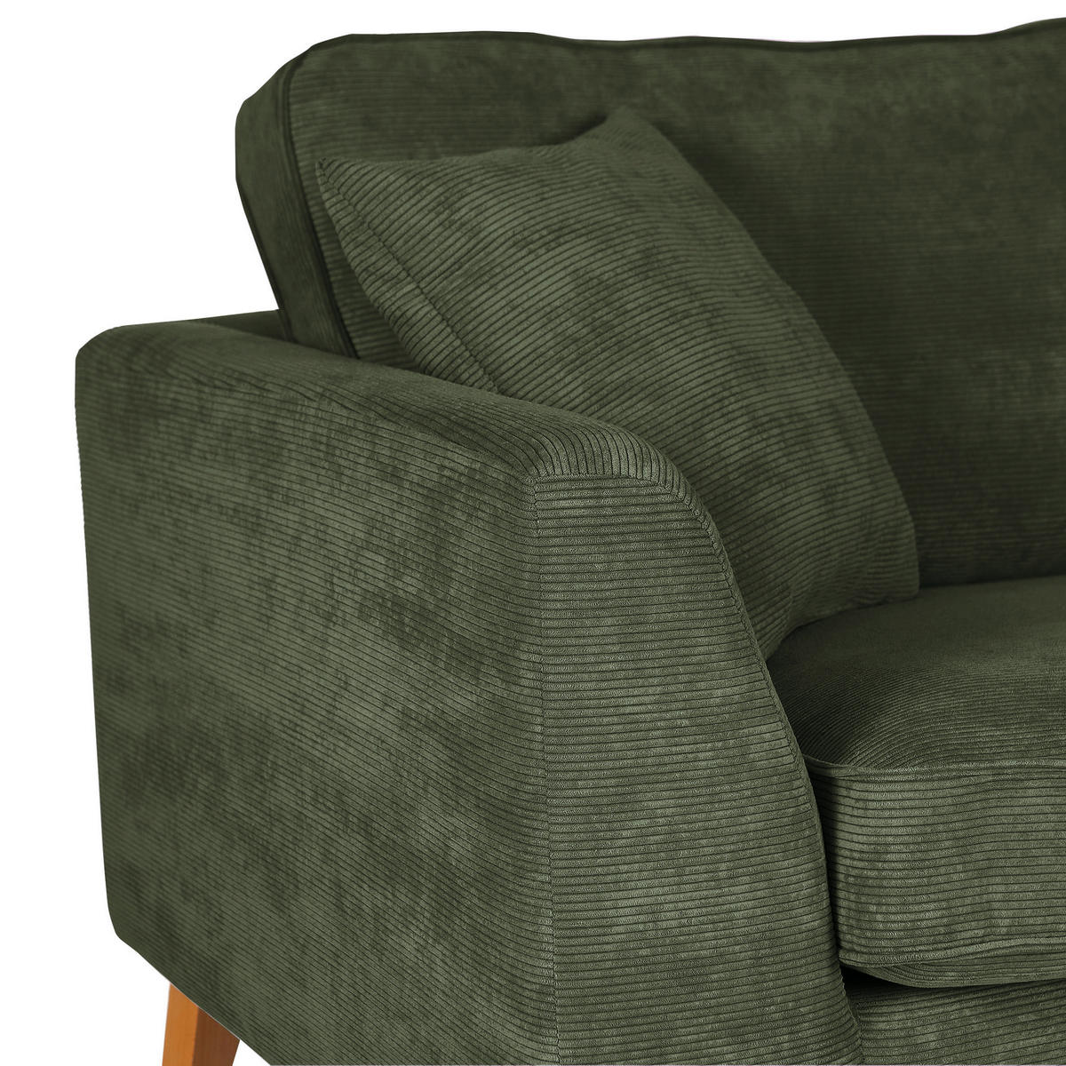 BIGSOFA in Cord Grün  - Buchefarben/Grün, Design, Holz/Textil (240/63/90cm) - MID.YOU