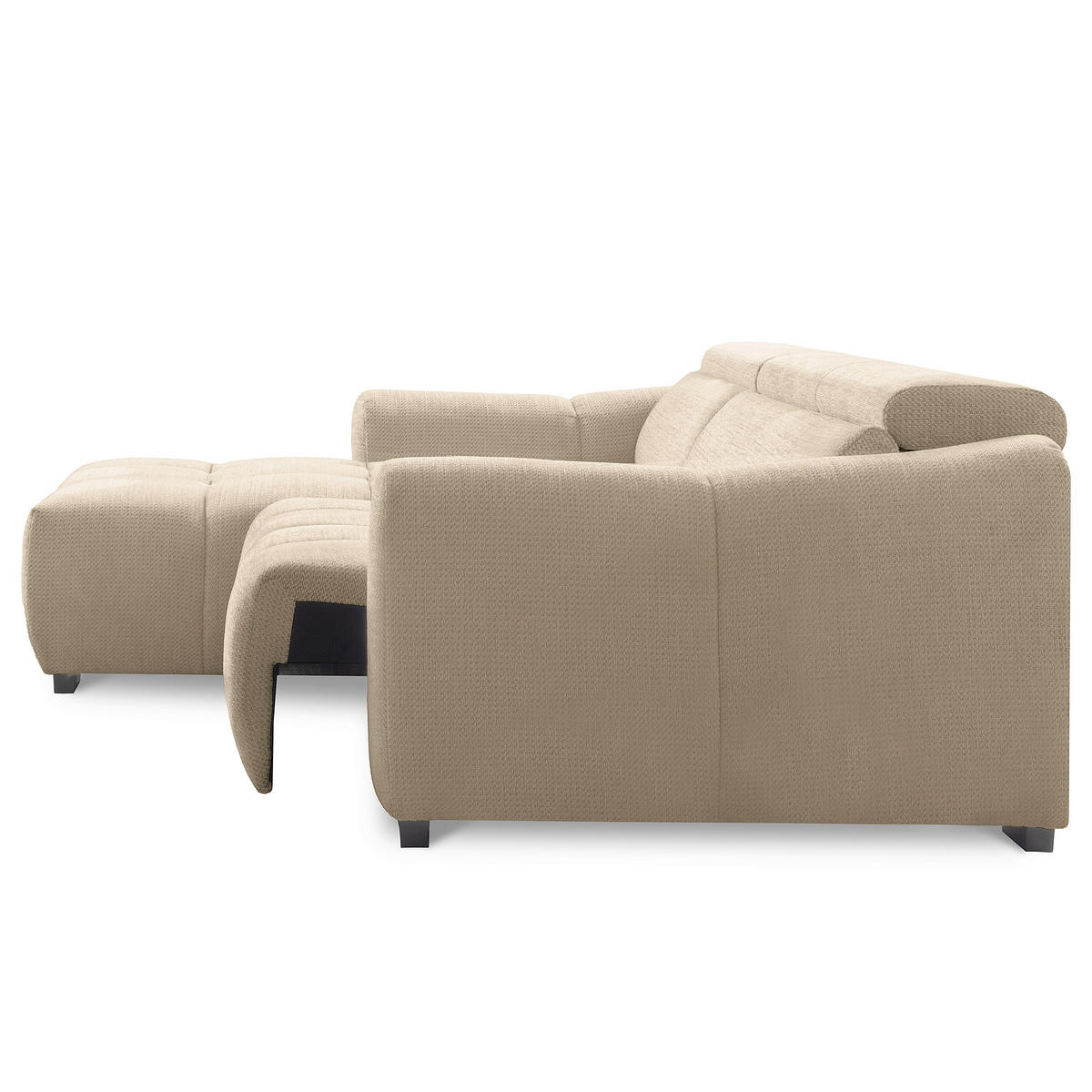 ECKSOFA  Webstoff Beige  - Beige/Schwarz, Design, Kunststoff/Textil (177/274cm) - Livetastic