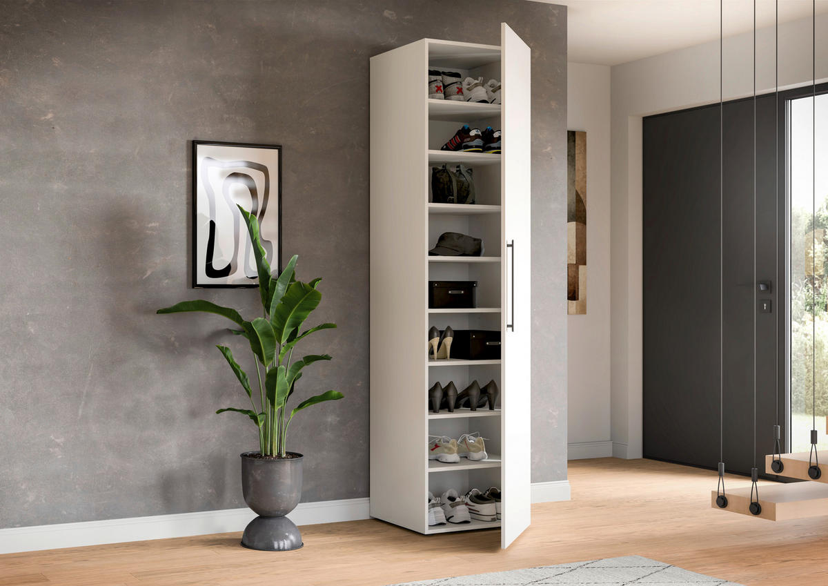 GARDEROBENSCHRANK  in 55/200/47 cm  - Weiss/Schwarz, Modern, Holzwerkstoff/Kunststoff (55/200/47cm) - Stylife