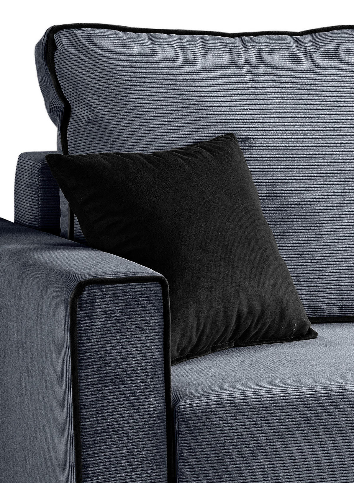 ECKSOFA MARTI Blaugrau Cord  - Blaugrau/Schwarz, Basics, Holz/Textil (230/148cm) - MID.YOU