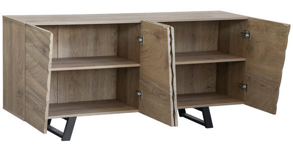 SIDEBOARD 160/75/42 cm  in Eichefarben  - Eichefarben/Schwarz, LIFESTYLE, Holzwerkstoff/Metall (160/75/42cm) - Carryhome