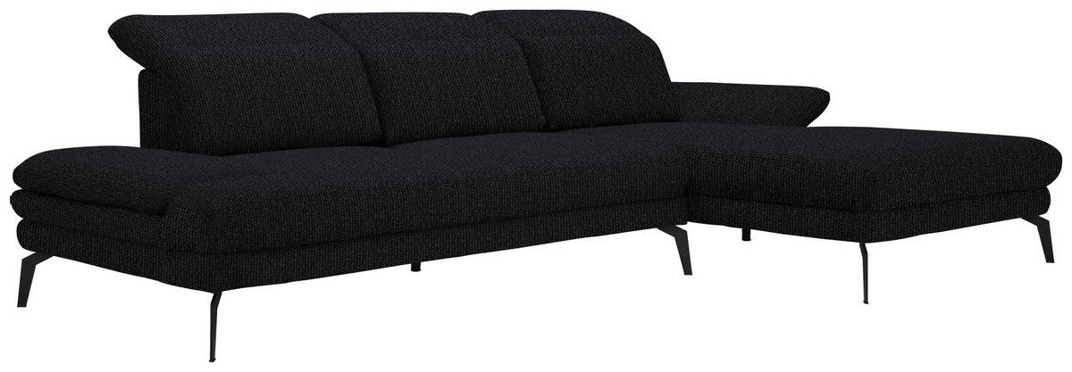 ECKSOFA in Webstoff Schwarz  - Schwarz, Design, Textil/Metall (289/180cm) - Stylife