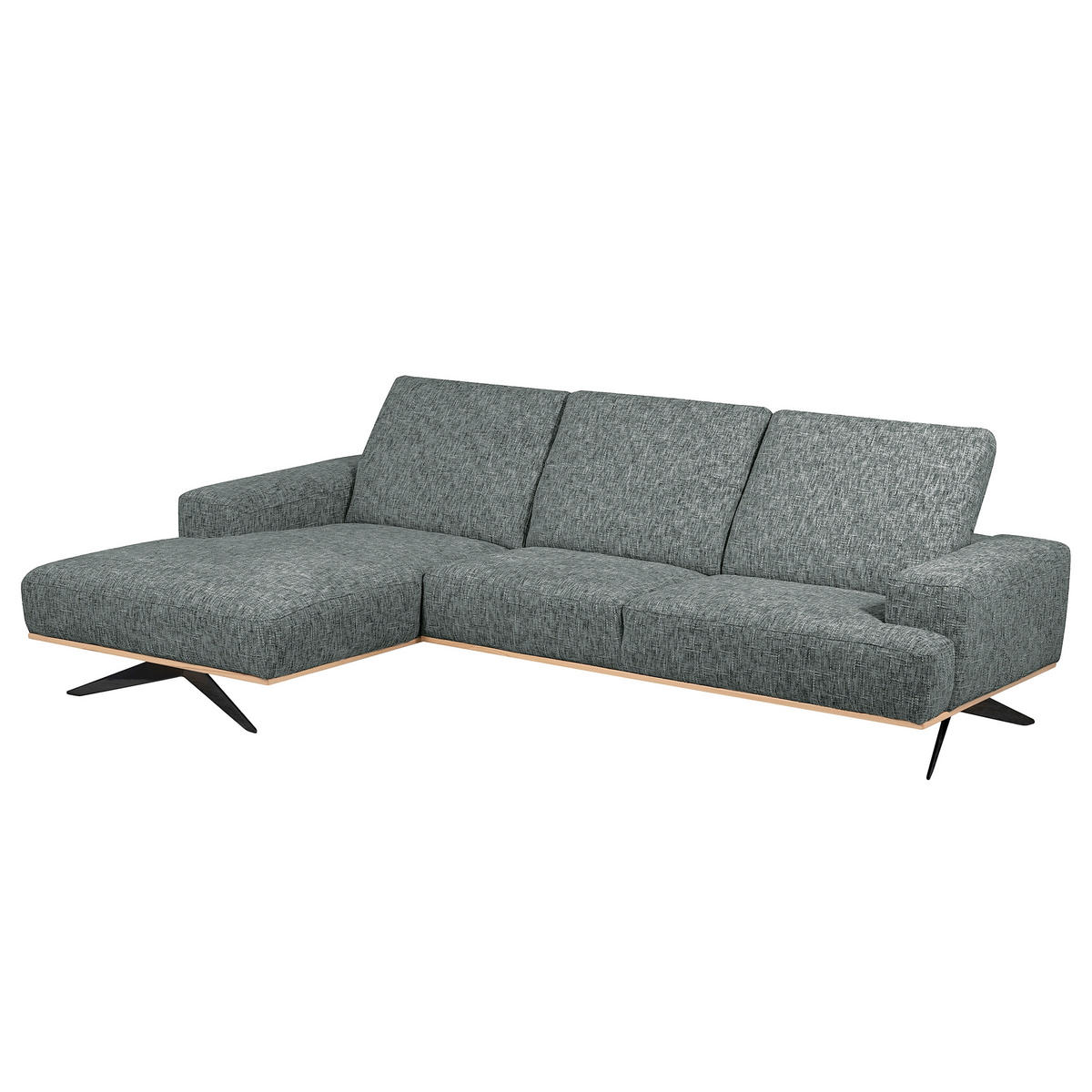 ECKSOFA PORTLAND Anthrazit Struktur Kopfteilverstellung  - Anthrazit/Schwarz, Design, Holz/Textil (187/295cm) - Livetastic