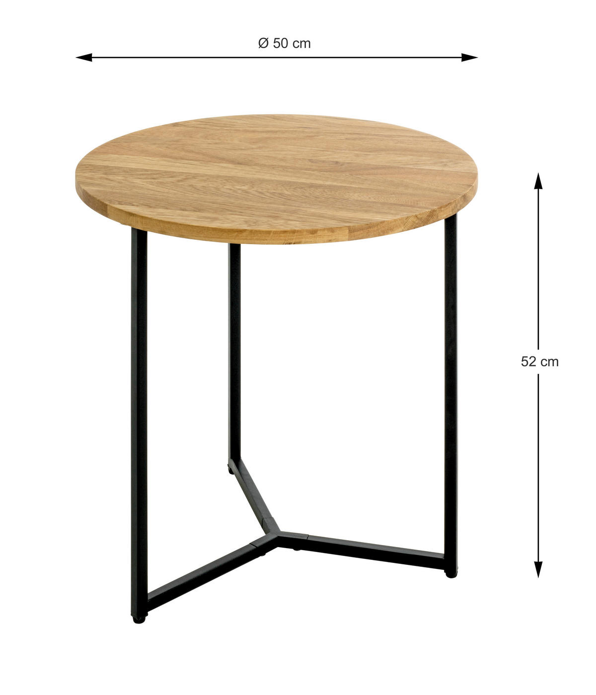 ODKLÁDACÍ STOLEK, dub, černá, barvy dubu - černá/barvy dubu, Design, kov/dřevo (50/50/52cm)