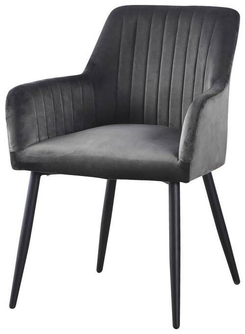 ARMLEHNSTUHL  in Eisen Samt  - Schwarz/Grau, MODERN, Holz/Textil (63/85/63cm) - MID.YOU