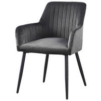 ARMLEHNSTUHL  in Eisen Samt  - Schwarz/Grau, MODERN, Holz/Textil (63/85/63cm) - MID.YOU
