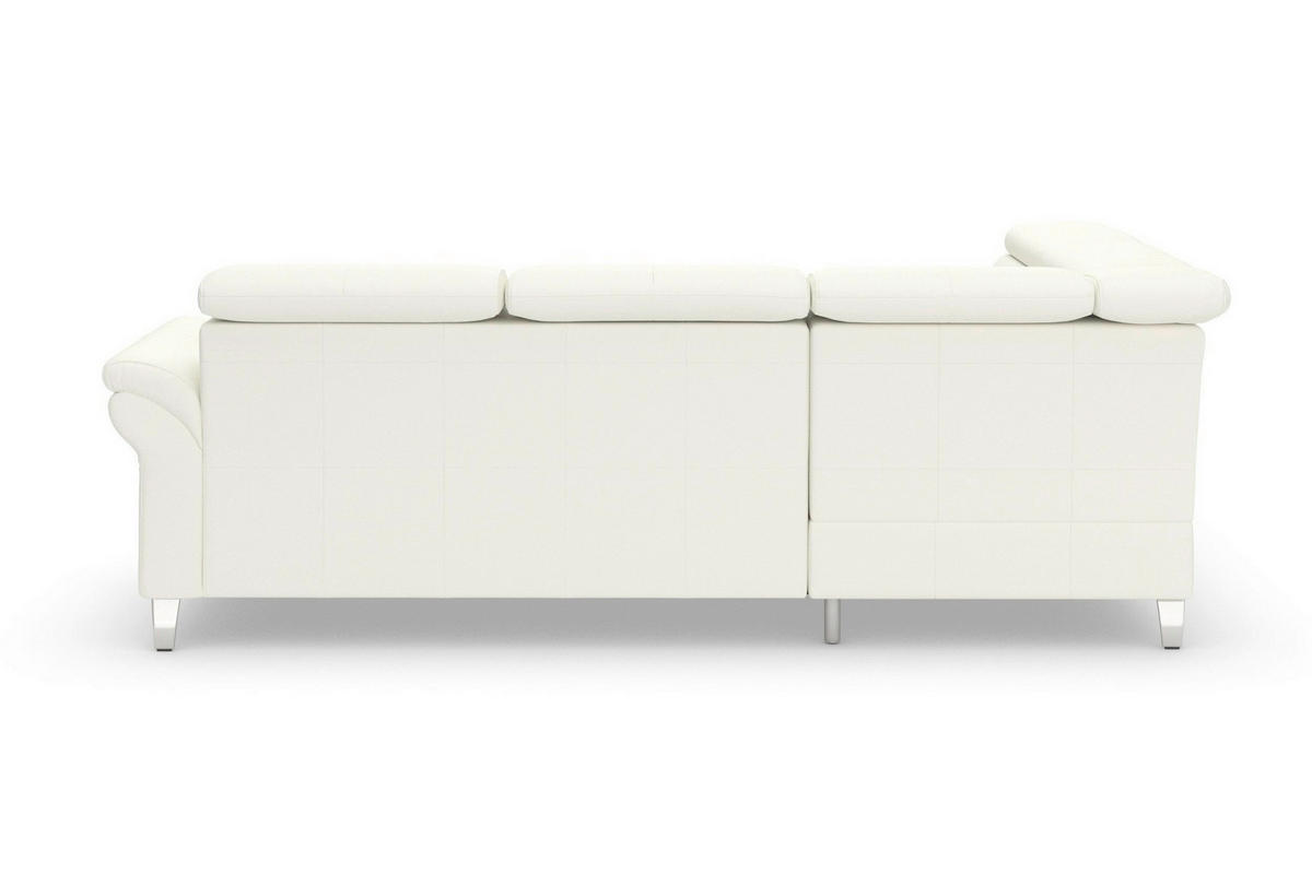 ECKSOFA 194/245 cm ARNGAST E in Echtleder Weiß Bettkasten, Kopfteilverstellung, Liegefläche im Originalstoff  194/245 cm  - Chromfarben/Weiß, Basics, Leder/Metall (194/245cm) - Sit & More