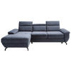 ECKSOFA RIMA Dunkelblau Velours  - Silberfarben/Dunkelblau, MODERN, Textil/Metall (182/262cm) - Trendmanufaktur
