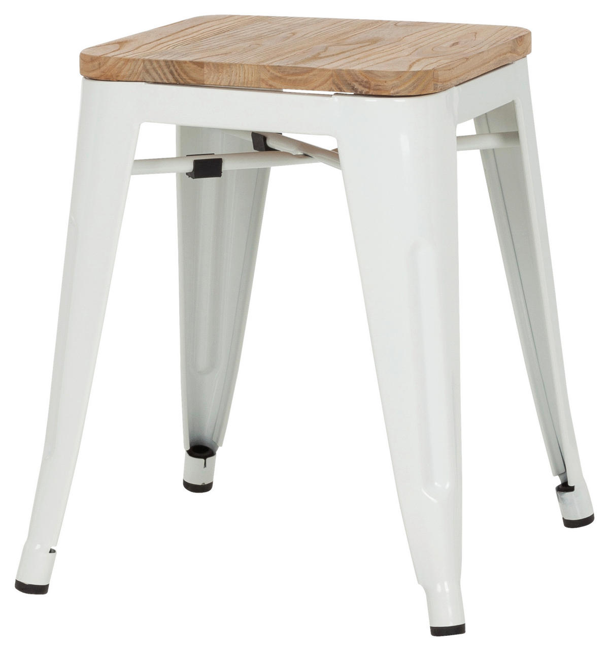 HOCKER Ulme Braun, Weiß  - Braun/Weiß, Basics, Holz/Metall (39/46/39cm) - MID.YOU
