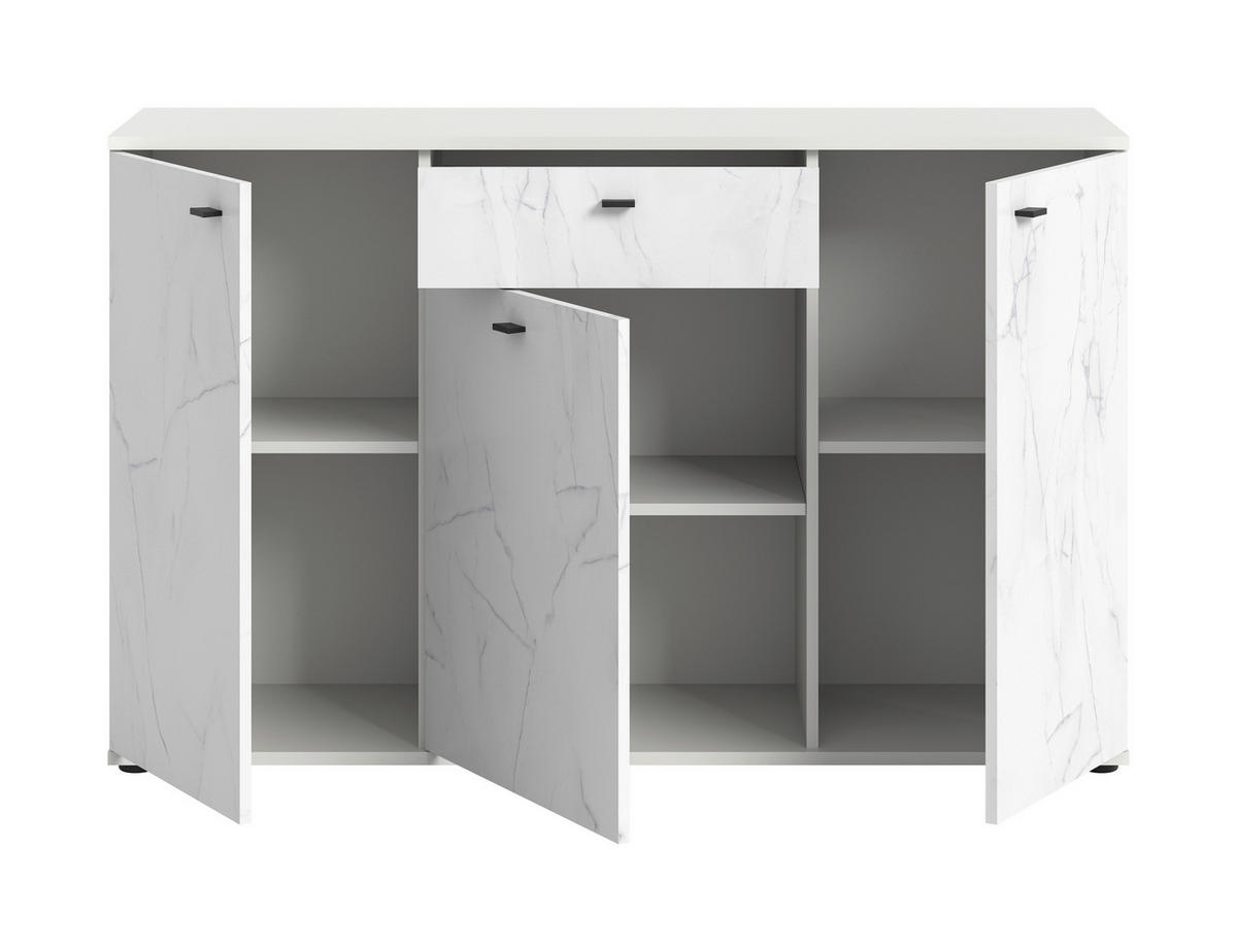 KOMODA, bela  - črna/bela, Design, umetna masa/leseni material (138/87/40cm) - MID.YOU