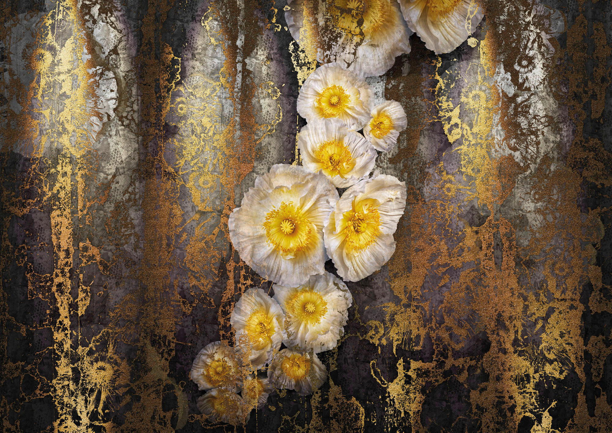 Komar Fototapete Serafina Grau, Weiß, Gold 368x254 cm