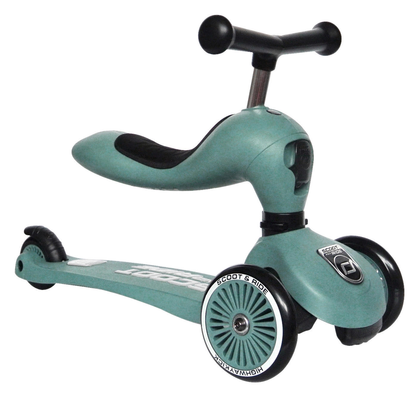 2IN1- KINDERSCOOTER Highwaykick 1  - Dunkelgrün, Trend, Kunststoff/Metall (24/37/55cm) - Scoot and Ride