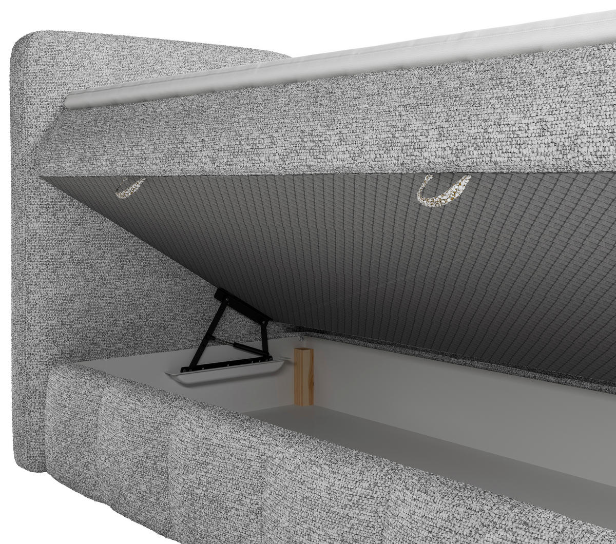 BOXBETT 140/200 cm,  in Grau, Bettkasten, Topper, Matratzen, H3 = fest  - Schwarz/Grau, KONVENTIONELL, Kunststoff/Textil (140/200cm) - Carryhome