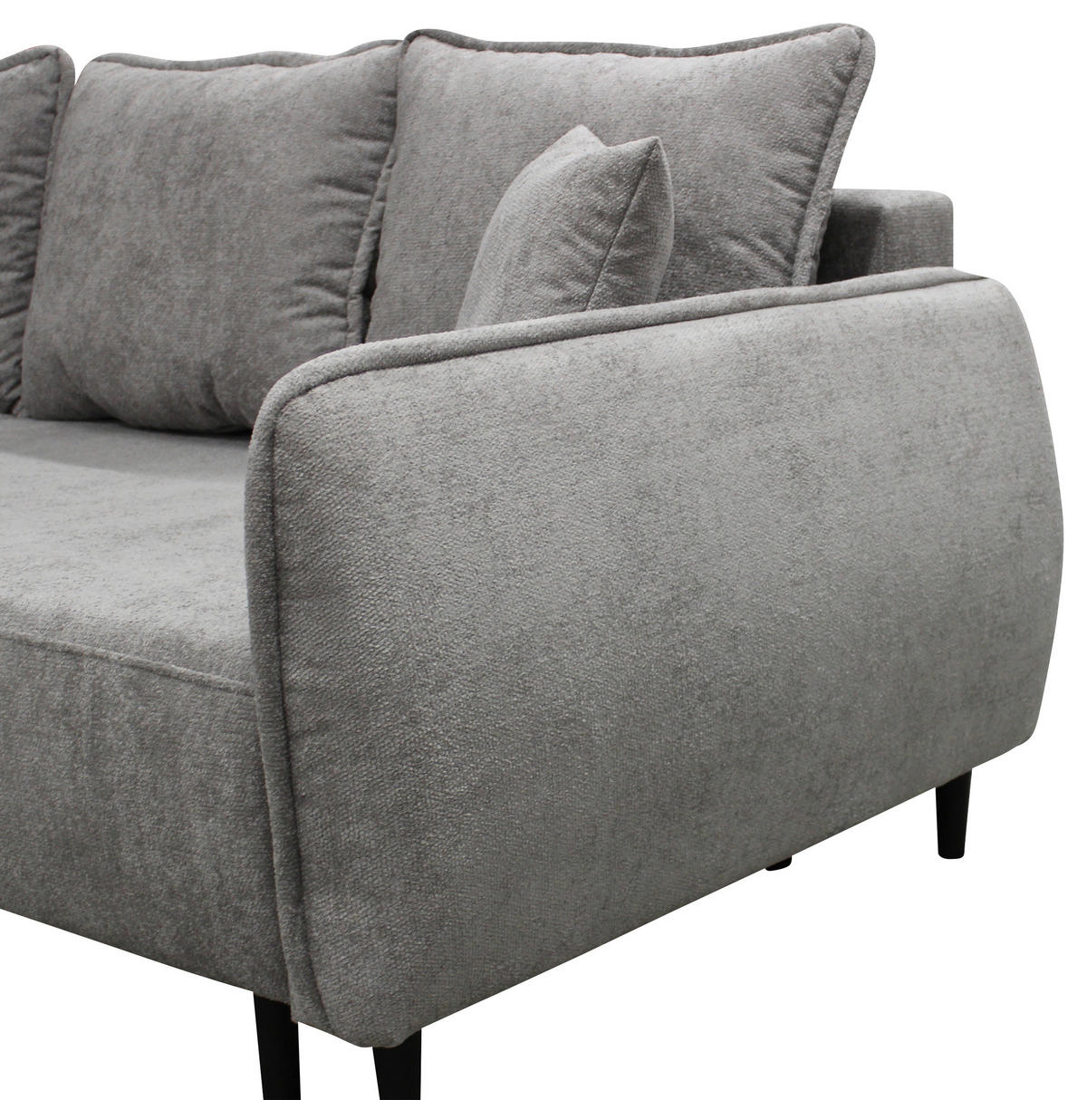 ECKSOFA MURANO Grau Chenille Zierkissen, Rückenkissen, Bettkasten  - Schwarz/Grau, Design, Holz/Textil (167/242cm) - MID.YOU