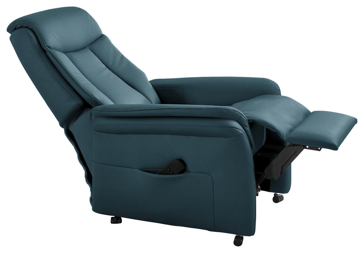 FERNSEHSESSEL in Blau  - Blau/Schwarz, Konventionell, Leder/Kunststoff (74/107/84cm) - Valdera
