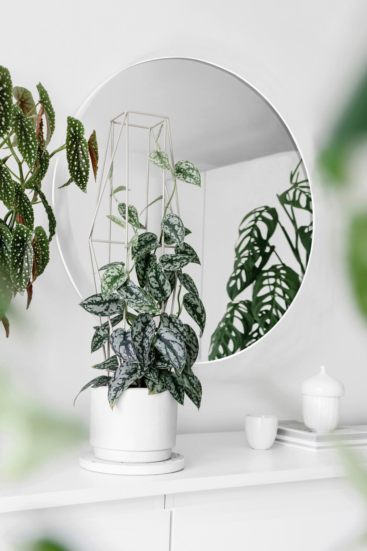 WANDSPIEGEL Weiß  - Weiß, Trend, Glas/Metall (50/50/0,5cm) - Boxxx