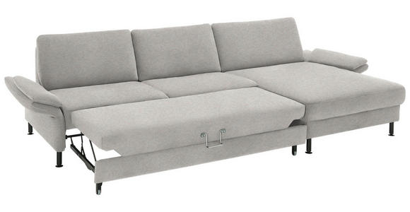 ECKSOFA  in Chenille, Flachgewebe Cappuccino  316/175 cm  - Schwarz/Cappuccino, Design, Textil/Metall (316/175cm) - Dieter Knoll