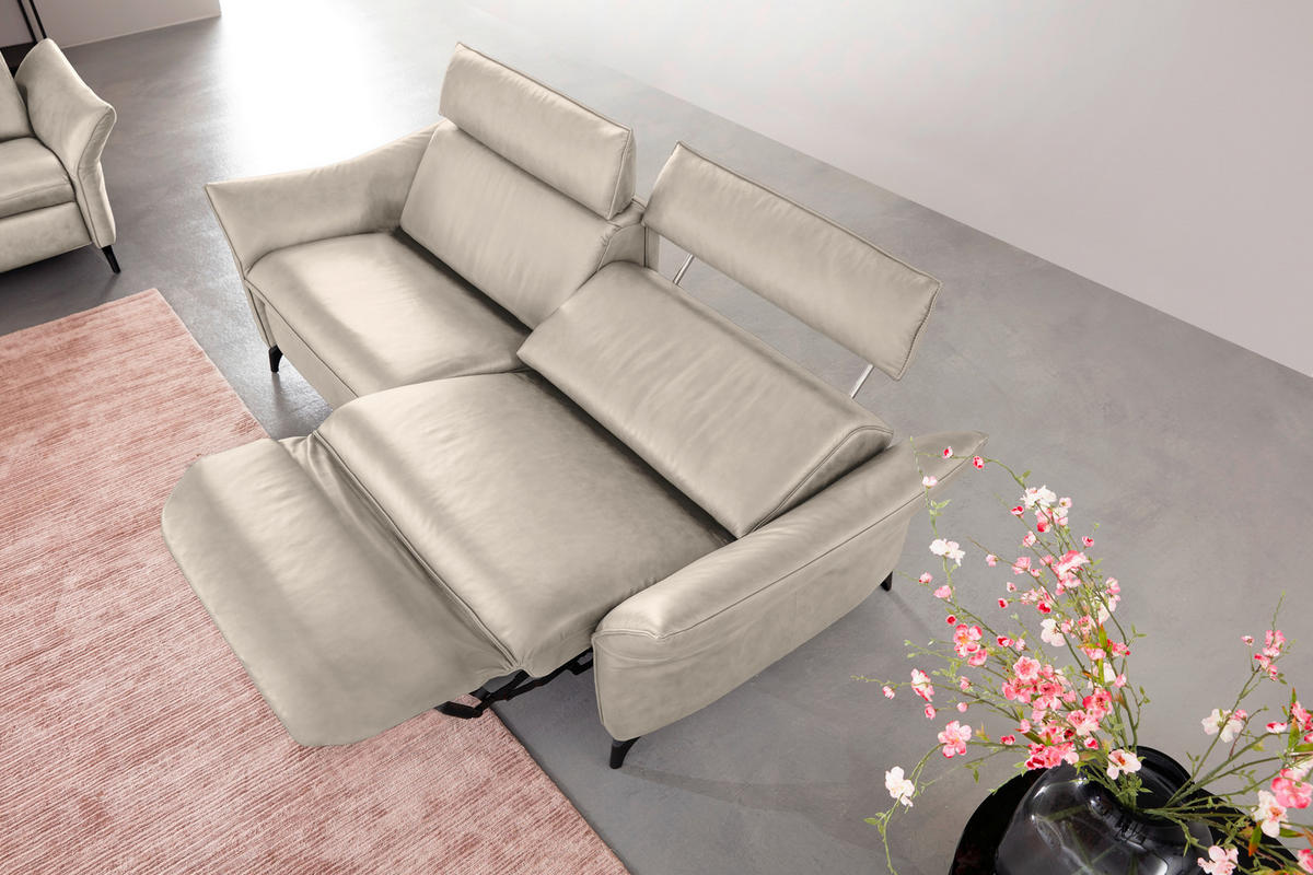 2,5-SITZER in Echtleder Creme  - Anthrazit/Creme, Design, Leder/Metall (194/94/95cm) - Himolla