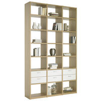 REGAL  146,6/250/35 cm Creme, Eichefarben, Sandfarben  - Sandfarben/Edelstahlfarben, Design, Holz/Kunststoff (146,6/250/35cm) - Invivus