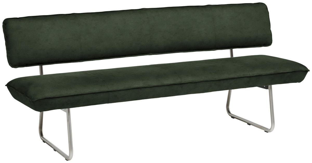 SITZBANK Metall, Textil Grün, Edelstahlfarben  - Edelstahlfarben/Grün, Design, Textil/Metall (200/87/67cm) - Venjakob