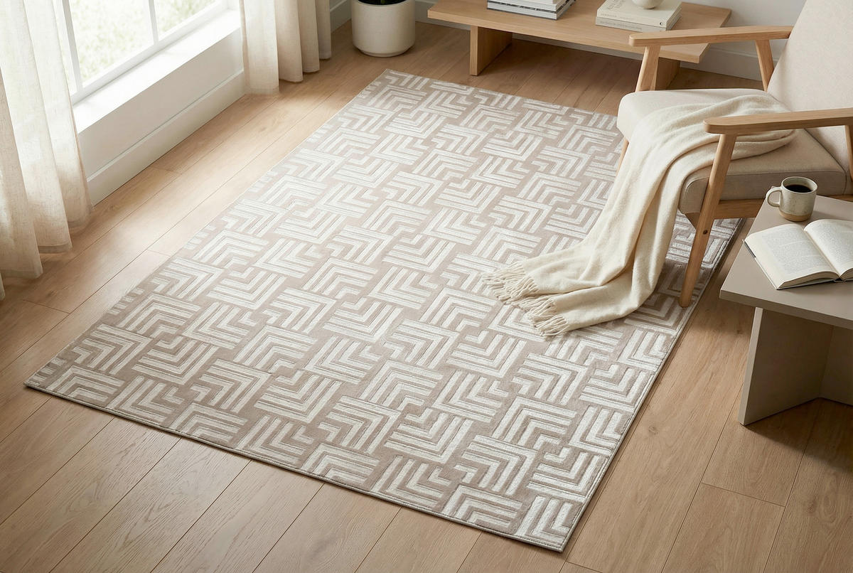 FLACHWEBETEPPICH  Wohnzimmer 160/220 cm Calma Beige rechteckig  - Beige, Basics, Textil (160/220cm) - Kayoom