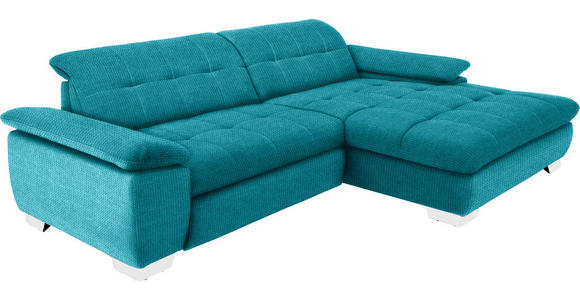 ECKSOFA in Mikrofaser Türkis  - Türkis/Chromfarben, Design, Textil/Metall (265/180cm) - Carryhome