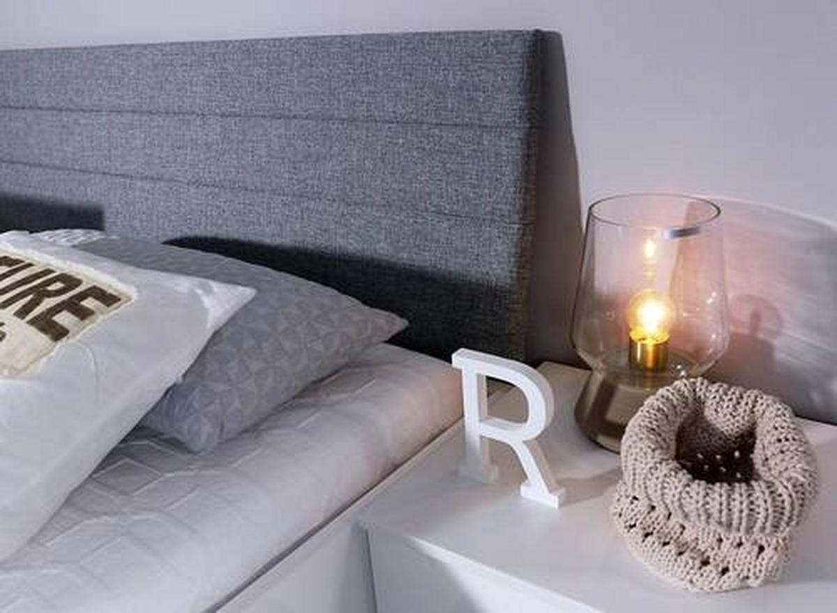 POSTELJA 180 cm   x 200 cm  , leseni material bela, visoki sijaj  - siva/bela, Konvencionalno, leseni material/tekstil (180/200cm) - Rauch Möbel