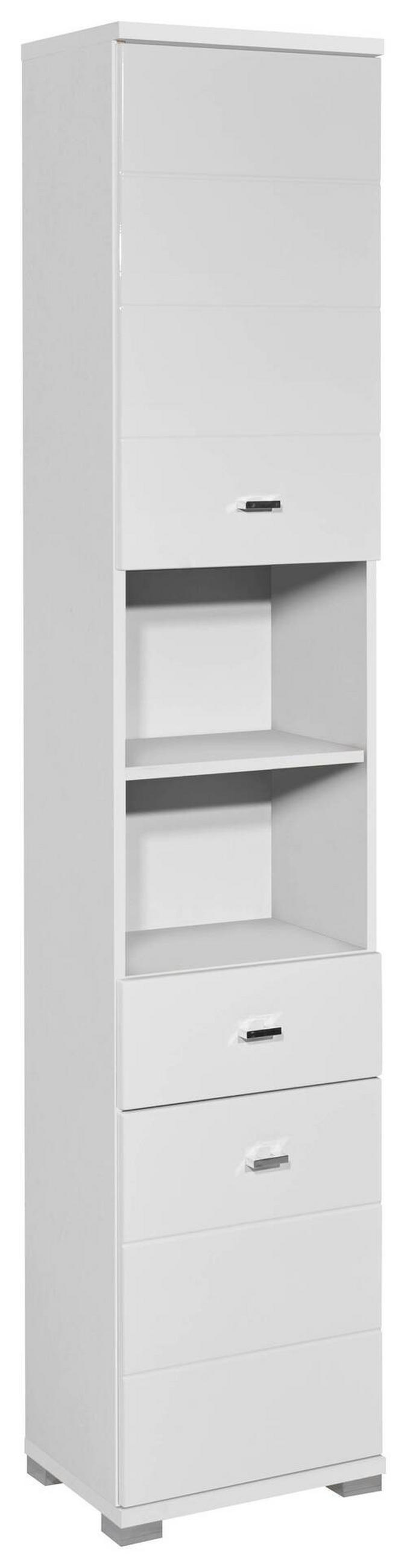 HOCHSCHRANK 38/190/30 cm  - Weiß Hochglanz/Silberfarben, Basics, Holzwerkstoff/Kunststoff (38/190/30cm) - Livetastic
