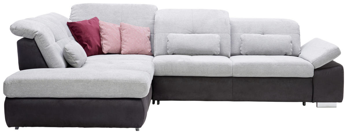 HÖRNSOFFA i chenille svart, aluminiumfärg  - kromfärg/aluminiumfärg, Design, metall/textil (260/312cm) - Beldomo Style