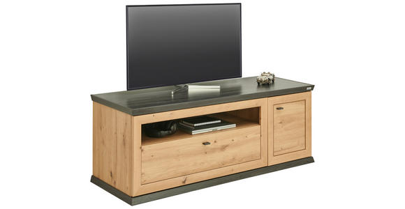 TV-ELEMENT 150,2/55,4/50,3 cm  - Eichefarben/Dunkelgrau, ROMANTIK / LANDHAUS, Holzwerkstoff/Metall (150,2/55,4/50,3cm) - Hom`in