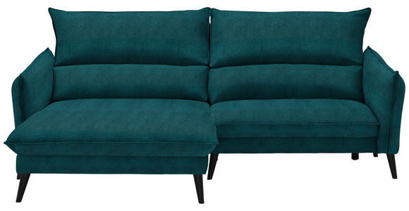 ECKSOFA in Velours Petrol  170/238 cm  - Petrol/Schwarz, Design, Holz/Textil (170/238cm) - Carryhome