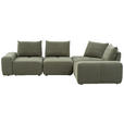 ECKSOFA  in Velours Olivgrün  326/236 cm  - Schwarz/Olivgrün, Design, Kunststoff/Textil (326/236cm) - Xora