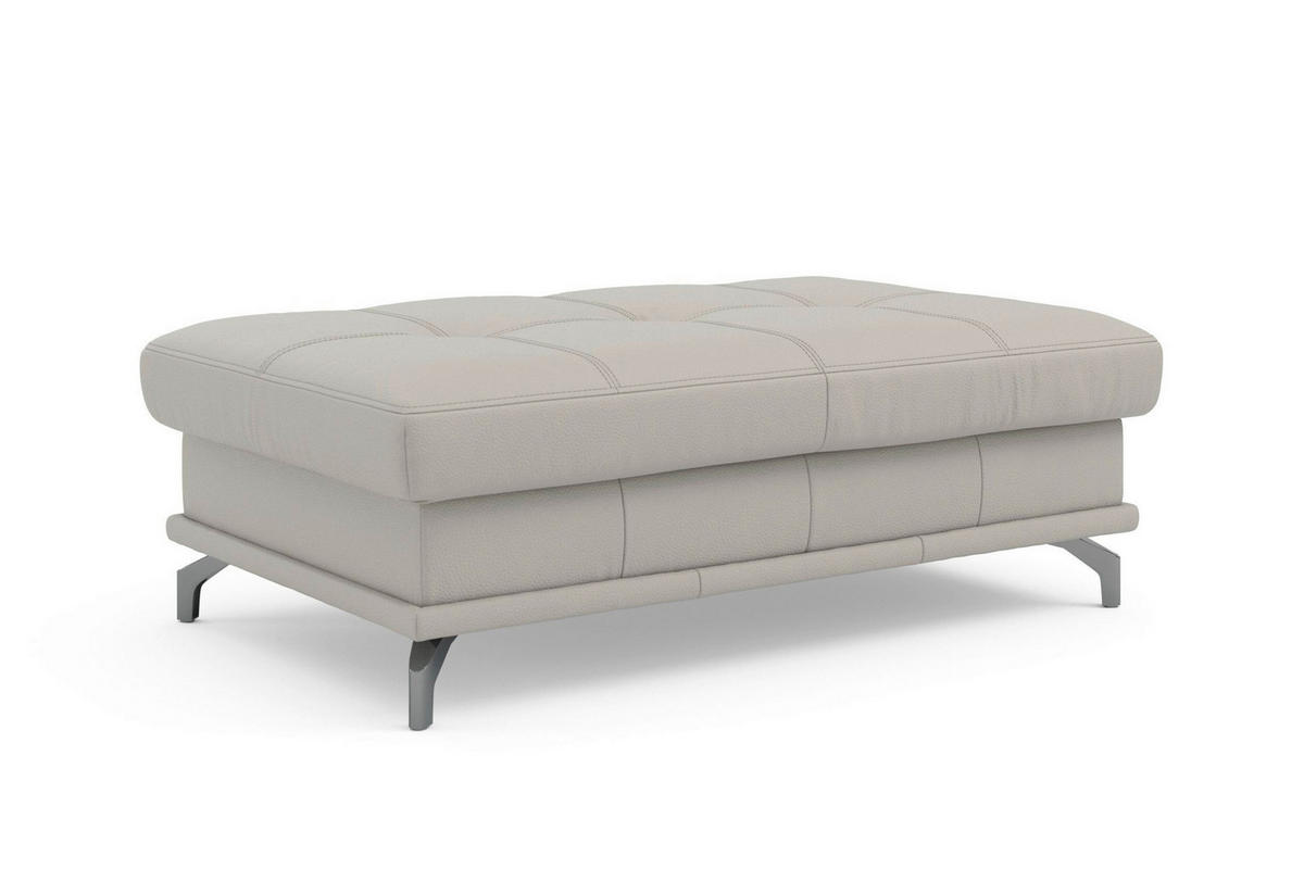 HOCKER COSTELLO E Echtleder Hellgrau  - Hellgrau/Schwarz, Basics, Leder/Metall (133/47/72cm) - Sit & More