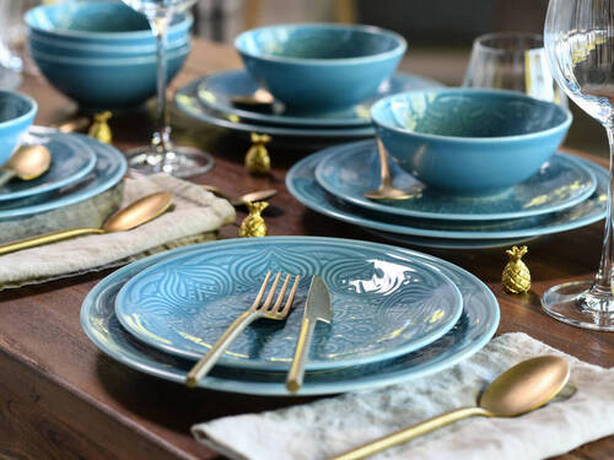 TAFELSERVICE Hellblau 18-teilig  - Hellblau, Trend, Keramik - Creatable