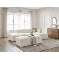 ECKSOFA  ANNECY Weiß Bouclé  - Schwarz/Weiß, MODERN, Kunststoff/Textil (262/170cm)