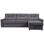 ECKSOFA Dunkelgrau Webstoff Rückenkissen, Bettkasten, Schlaffunktion, Rücken echt, Matratze  - Dunkelgrau/Schwarz, KONVENTIONELL, Kunststoff/Textil (270/160cm) - Carryhome