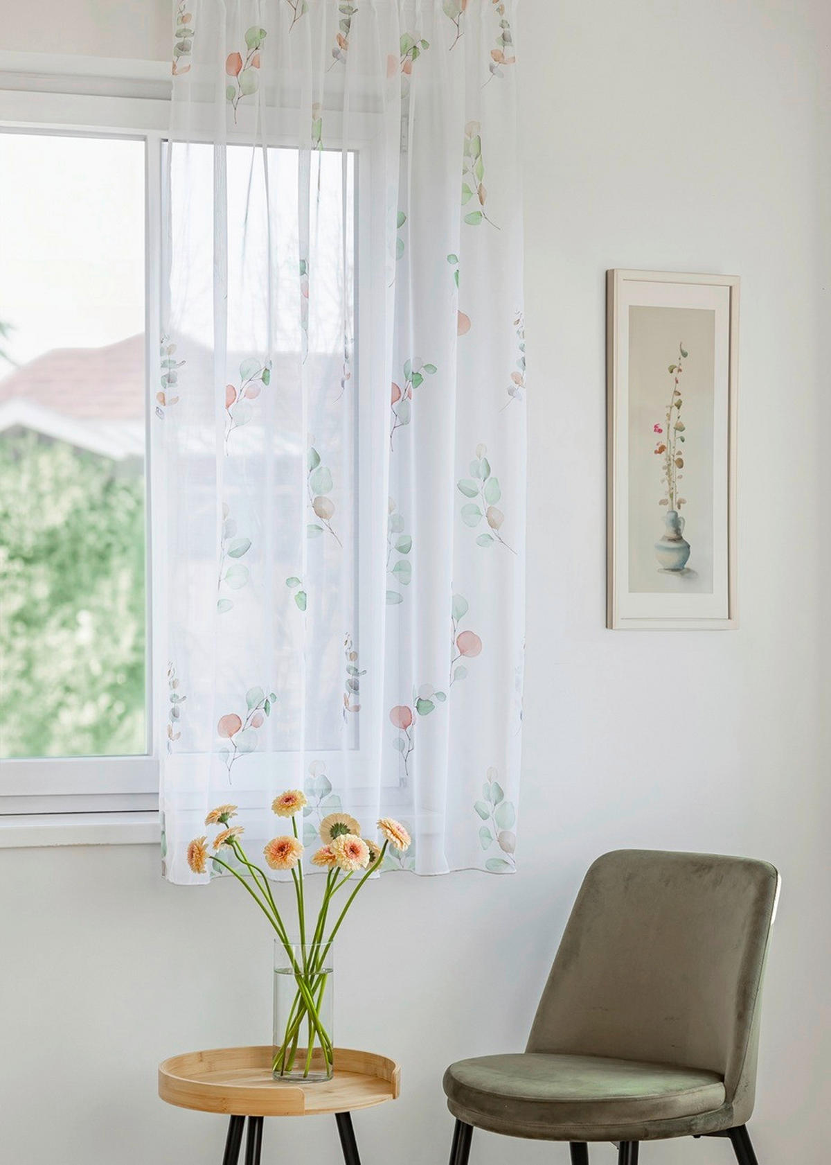 KÉSZFÜGGÖNY áttetsző  - világoszöld, Basics, textil (140/175cm)